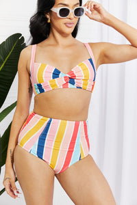 Marina West Swim Multicolor Striped Two Piece Bikini Set