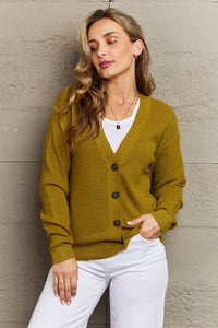 Zenana Chartreuse Button Down Soft Knit Cardigan