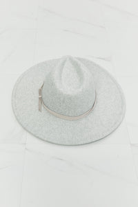 Fame Light Gray Vegan leather Knot Detailed Wide Brim Hat