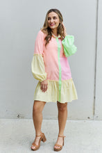 Load image into Gallery viewer, Davi &amp; Dani Multicolor Colorblock Button Down Frilly Tiered Hem Dress
