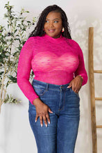 Load image into Gallery viewer, Culture Code Hot Fuchsia Semi Sheer Long Sleeve Bodysuit
