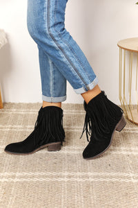 Legend Black Fringe Cowboy Western Ankle Boots