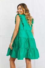 Load image into Gallery viewer, Hailey &amp; Co Solid Green Tiered Frilly Mini Dress
