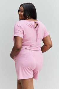 Zenana Carnation Pink Short Sleeve Romper