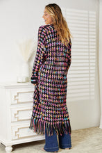 Load image into Gallery viewer, Double Take Multicolor Fringe Hem Open Front Longline Cardigan
