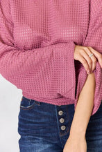 Carregar imagem no visualizador da galeria, Culture Code Rose Pink Long Trumpet Sleeve Waffle Knit Top
