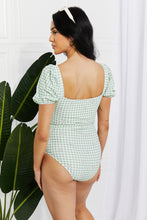 Load image into Gallery viewer, Marina West Swim Gingham Daisy Puffy Sleeve One Piece
