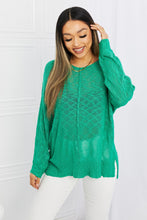 Load image into Gallery viewer, Mittoshop Solid Green Exposed Seam Side Slit Hem Knit Top

