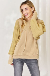 HEYSON Baked Clay Mineral Washed Cotton Gauze Terry Hoodie Top