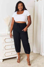 Load image into Gallery viewer, Double Take Black Button Detailed Cropped Pants
