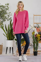 Load image into Gallery viewer, Celeste Pink Long Lantern Sleeve Ribbed Knit Top

