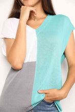 Load image into Gallery viewer, Double Take Color Block Short Sleeve Rib Knit Top
