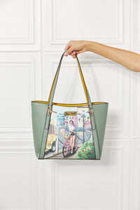 Nicole Lee Multicolor Art Deco Three Piece Handbag Set