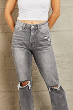 Ladda upp bild till gallerivisning, BAYEAS Trending Stone Wash Distressed Cropped Straight Leg Gray Denim Jeans
