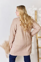 Load image into Gallery viewer, Hailey &amp; Co Mocha Brown Open Front Soft Cable Knit Longline Cardigan
