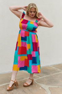 And The Why Multicolored Patchwork Midi Dress