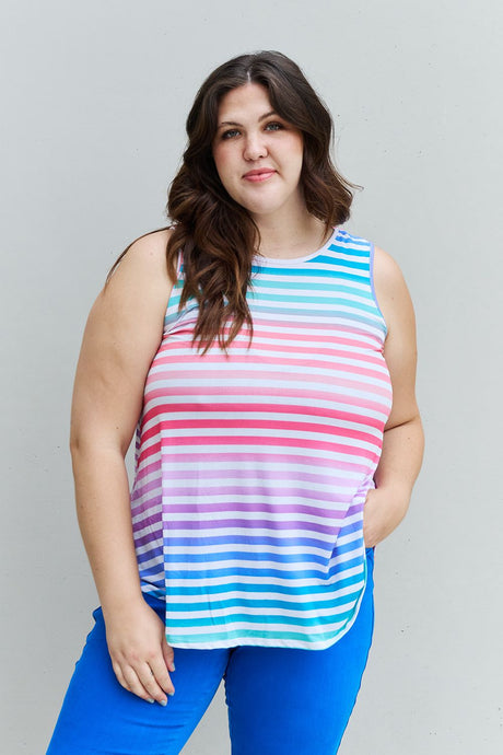Heimish Multicolor Rainbow Striped Sleeveless Top