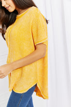 Load image into Gallery viewer, Zenana Solid Yellow Exposed Detailed Soft Waffle Knit Relaxed Fit Top
