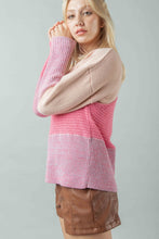 Load image into Gallery viewer, VERY J Pink Color Block Soft Knit Top
