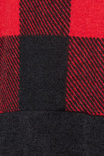 Ladda upp bild till gallerivisning, Heimish Red/Black Solid Plaid Contrast Open Front Longline Cardigan
