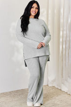 Load image into Gallery viewer, Basic Bae Solid Color Two Piece Ribbed Knit Relaxed Fit Loungewear Set
