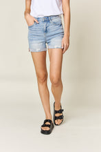 Load image into Gallery viewer, Judy Blue High Waisted Cuffed Hem Distressed Blue Denim Jean Shorts
