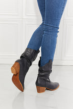 Load image into Gallery viewer, MM Shoes Navy Blue Scrunchy Cowboy Boots
