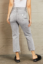 Load image into Gallery viewer, BAYEAS Daydream High Waisted Destroyed Cropped Gray Denim Mom Jeans
