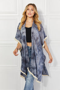 Justin Taylor Two Tone Cloud Pattern Open Front Kimono