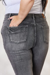 Judy Blue Missy High Waisted Tummy Control Released Hem Gray Denim Skinny Jeans