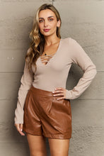 Load image into Gallery viewer, HEYSON Dust Storm Long Sleeve Lace Up Soft Ribbed Knit Bodysuit
