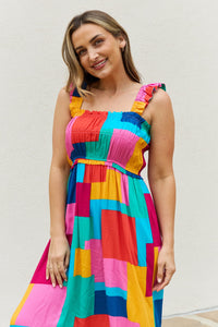 And The Why Multicolored Patchwork Midi Dress