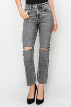 Load image into Gallery viewer, RISEN Chesire Distressed Black Washed Straight Leg Denim Jeans
