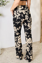 Load image into Gallery viewer, Heimish Black Floral High Waisted Flared Leg Pants
