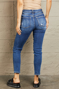 BAYEAS Brandi Mid Rise Distressed Relaxed Skinny Blue Denim Jeans