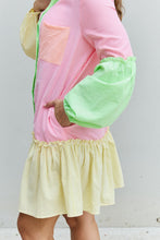 Carregar imagem no visualizador da galeria, Davi &amp; Dani Multicolor Colorblock Button Down Frilly Tiered Hem Dress
