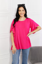 Load image into Gallery viewer, Yelete Hot Pink Short Flutter Sleeve Top
