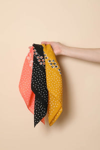 Leto Dot and Floral Border Bandana Scarf