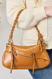 SHOMICO Braided Strap Zipper Pocketed Shoulder Bag