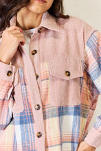 Load image into Gallery viewer, J.NNA Solid Plaid Colorblock Button Down Jacket
