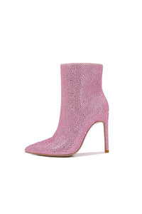 Melody Pink Rhinestone Embellished Stiletto Ankle Boots
