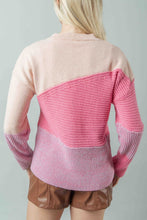 Load image into Gallery viewer, VERY J Pink Color Block Soft Knit Top
