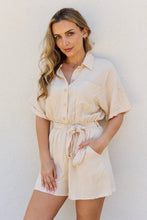 Load image into Gallery viewer, Petal Dew Solid Cream Button Down Short Sleeve Romper

