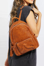 Load image into Gallery viewer, SHOMICO Chestnut Brown Vegan Leather Woven Backpack
