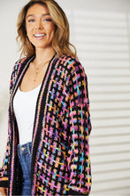 Carregar imagem no visualizador da galeria, Double Take Multicolor Fringe Hem Open Front Longline Cardigan
