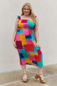 And The Why Multicolored Patchwork Midi Dress