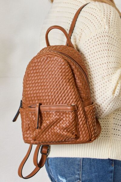SHOMICO Vegan Leather Woven Backpack