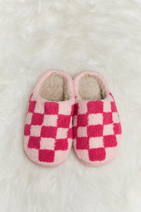 Melody Checkered Plush Slide Slippers