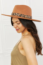 Load image into Gallery viewer, Fame Solid Brown Leopard Belt Detailed Wide Brimmed Hat
