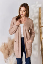 Load image into Gallery viewer, Hailey &amp; Co Mocha Brown Open Front Soft Cable Knit Longline Cardigan
